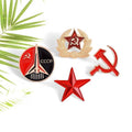 Wholesale Metal Pentagram Lapel Pin Ethnic Style Soviet Sickle Hammer Collar Pin Red Star Badge