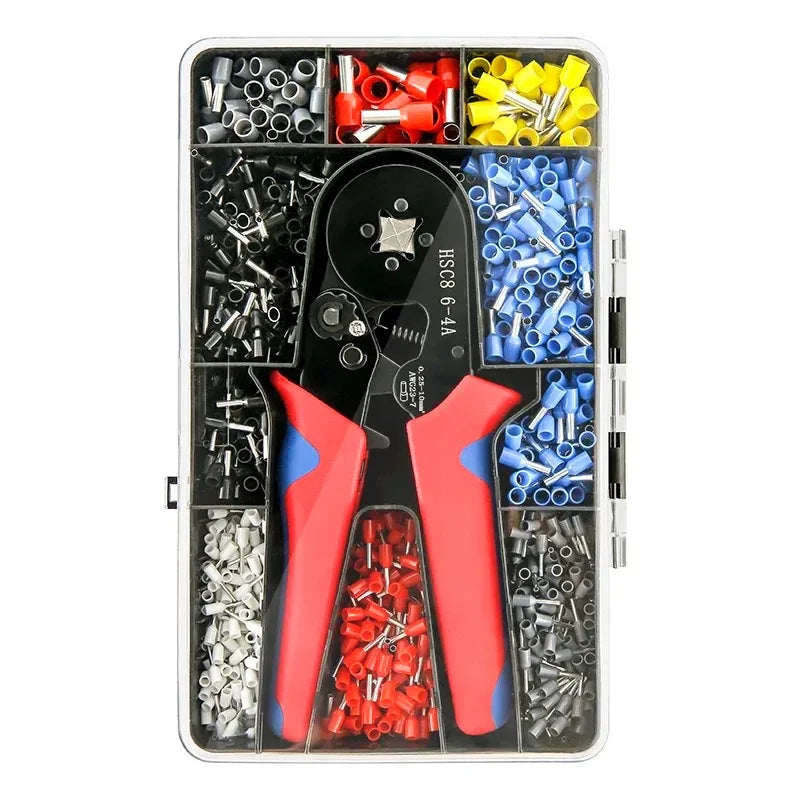 HSC8 6-4 a Wire Hand Crimping Tool Crimper Pliers Kit With 1200 PCS Insulated Terminal Blocks Wire Ferrules Box