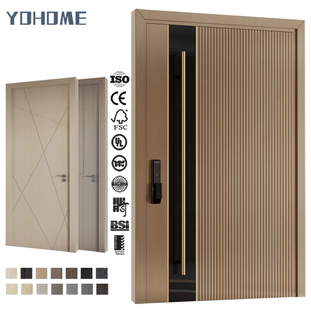 Canadian Standard Eco Friendly Villa Construction Stylish Wood Pivot Front Door Pivot Entrance Door Wood Pivot Door