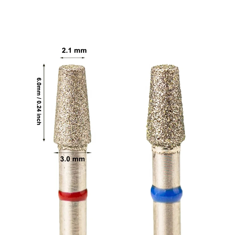 3/32" 3.0*6.0mm Taper Barrel Shape Pro Safety Pedicure Manicure Russian Diamond Cuticle Nail Bits Efile Drill
