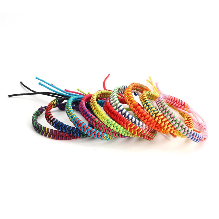 New Style Handmade Braided Elastic Adjustable Rope Bracelets Friendship Tassel Rope Bracelets
