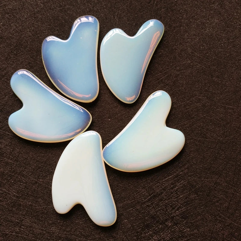Huiying Heart Facial Guasha Board Massage Jade Stone Opalite Handmade Scraping Facial Gua Sha