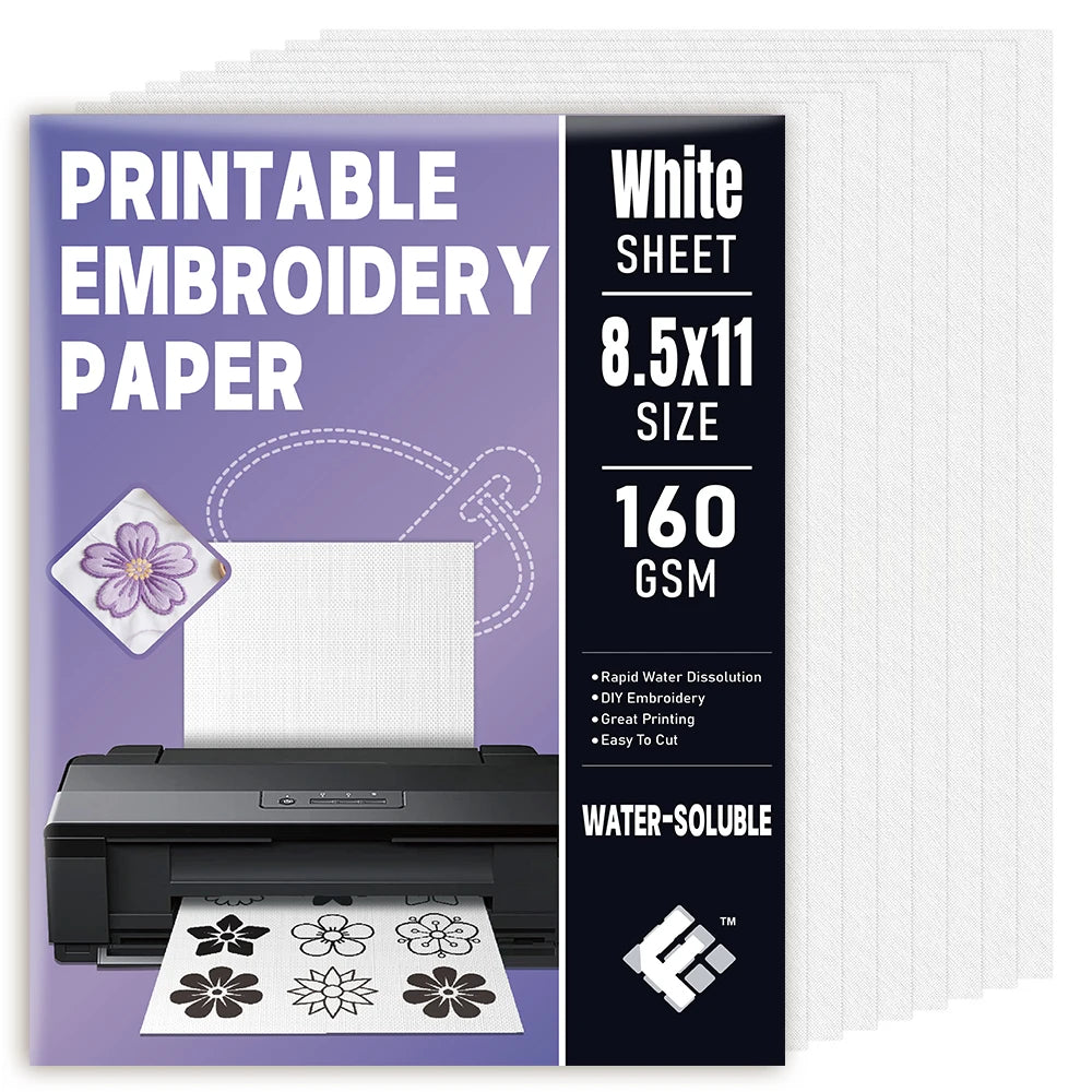 Inkjet Printable Water-Soluble Transfer Paper for Embroidery Positioning DIY Stitch Guide Label
