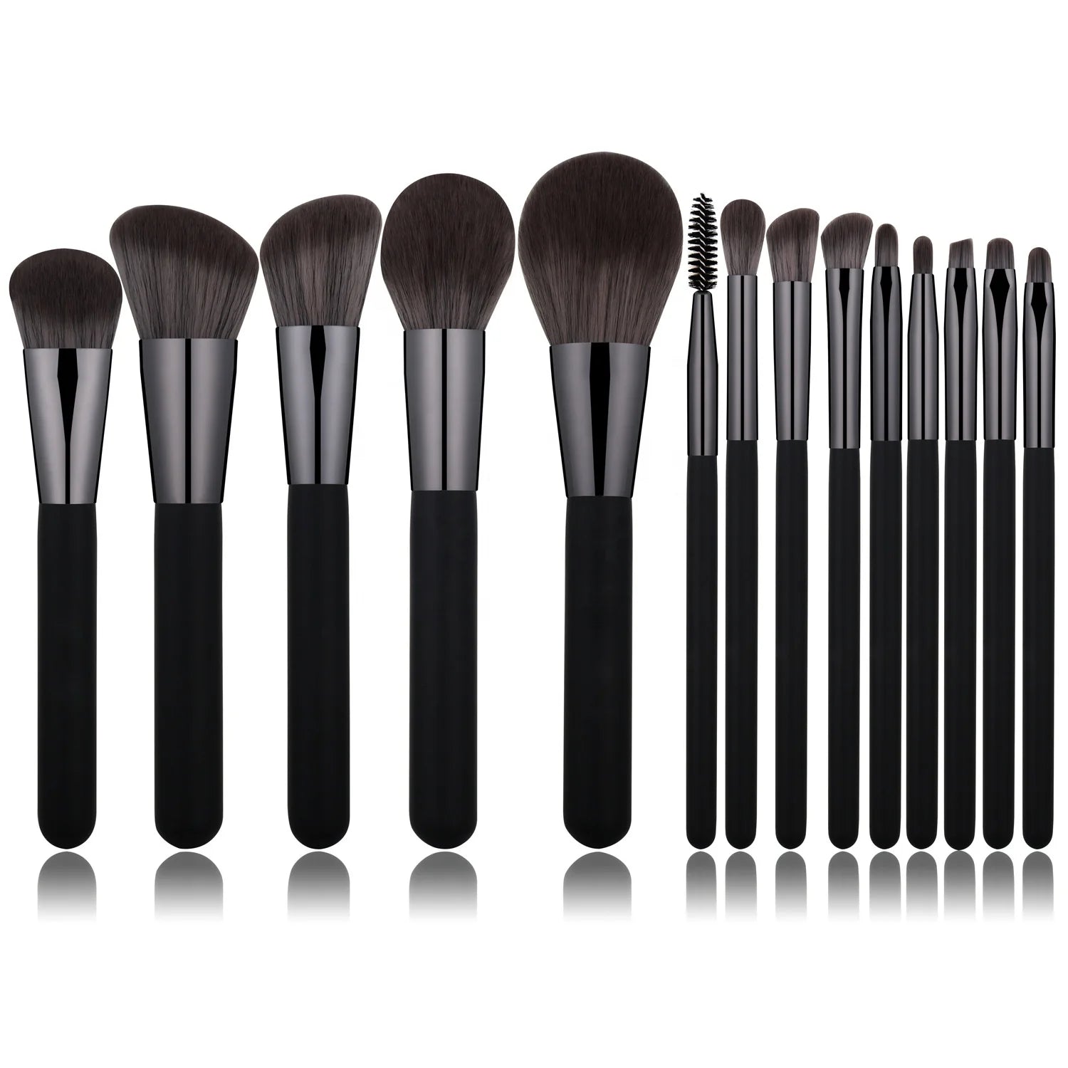 Hot Sale 14PCS Black Wooden Handle Professional Makeup Brushes Private Label Travel Cosmetic Makeup Brush Set