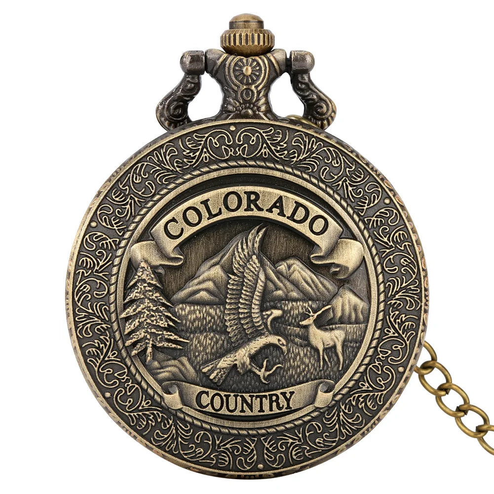 Engraved Eagle Vintage Steampunk Full Hunter Bronze Antique Analog Quartz Pocket Watch Pendant Gift with Chain
