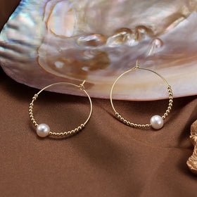 RINNTIN GPE79 925 Silver Hypoallergenic Hoop Earrings With Freshwater Pearl Gold Plated Simple Silver Hoop Huggie Earring Women