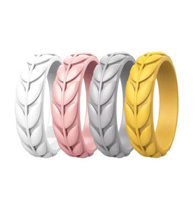 Olive Leaves Rubber Wedding Bands Stackable Ring Food Grade Silicone Wedding Ring for Women