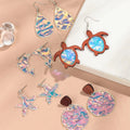 Bohemian Style Casual Ocean Holiday Jewelry Geometric Sparkling Pendant Starfish Dolphin Turtle Clear UV Acrylic Drop Earrings