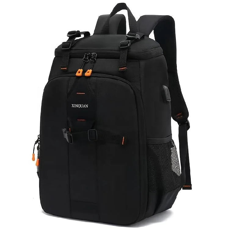 Nylon SLR Camera Bag with Shoulder Strap Waterproof Large-Capacity Laptop Compartment Including Data Cable Zipper Closure