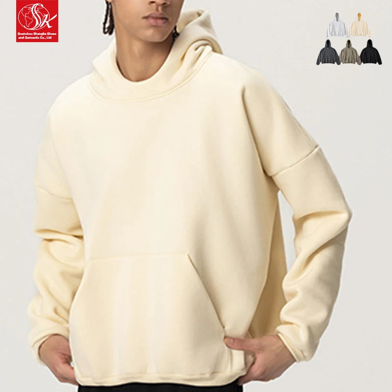 SK High Quality Men's Pullover Oversized Hoodie Autumn Pocket Solid Pattern Polyester Big Hood Sweater