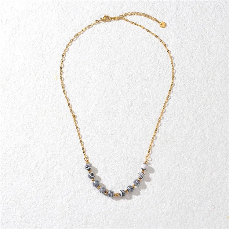 High End Jewelry Vintage Colorful Nautral Stone Handmade Beaded Chain Choker Necklace