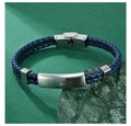 New Arrival Custom Engraved Stainless Steel Bracelet Jewelry Handmade Woven Braided Leather Cuff Couple Bracelet for Men