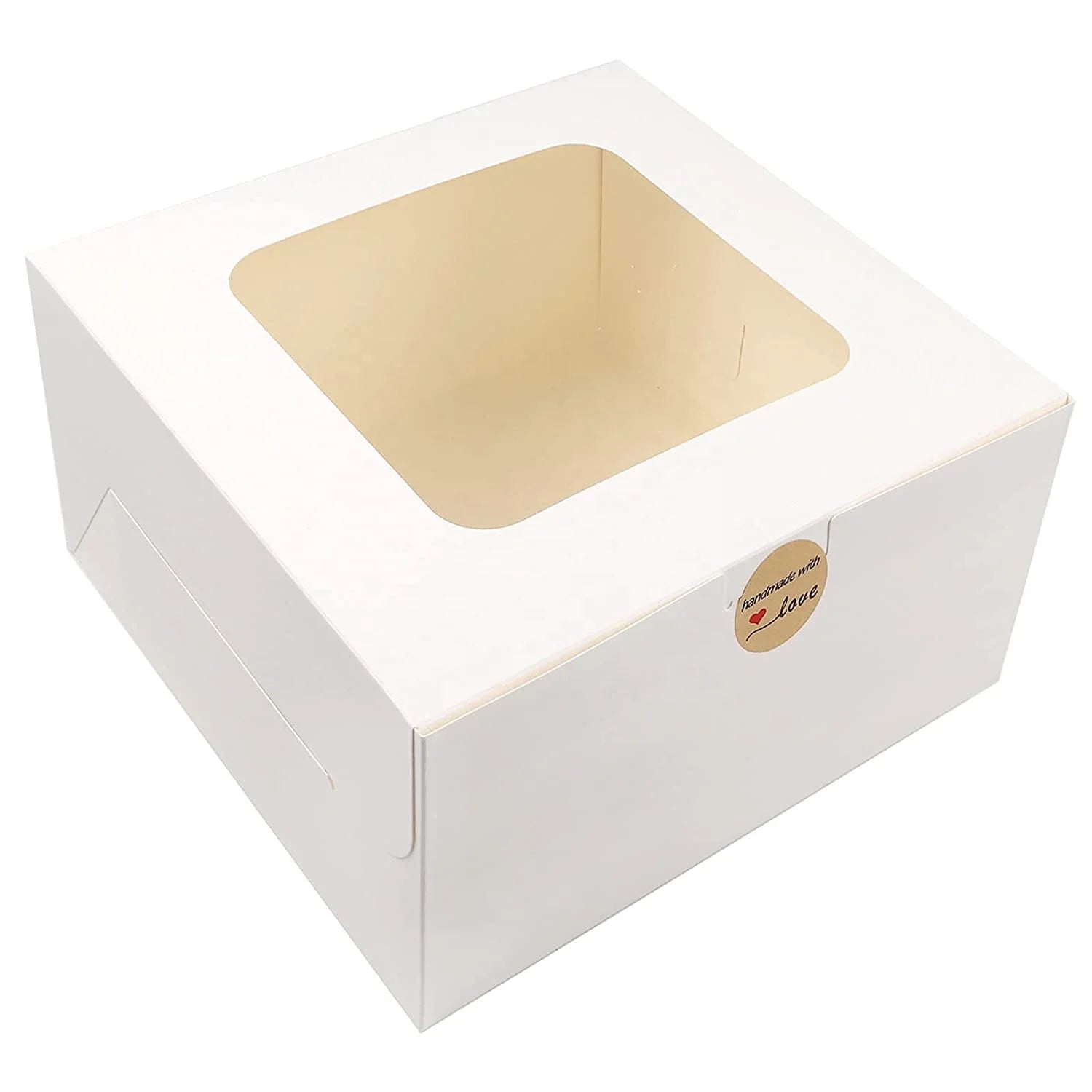 10x10x5Inches Cake Boxes with Window White Paper Bakery Box Square Cardboard Cajas Pasteles Disposable Cake Box for Pastr