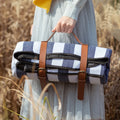Wholesale Custom 2m Large Microfiber Acrylic Waterproof Picnic Blankets Lightweight with PU Leather Belt Package for Mattresses