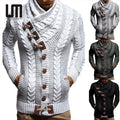 Liu Ming Autumn Winter New Casual Men Turtleneck Full Sleeve Knitted Cardigan Slim Oversized Sweaters