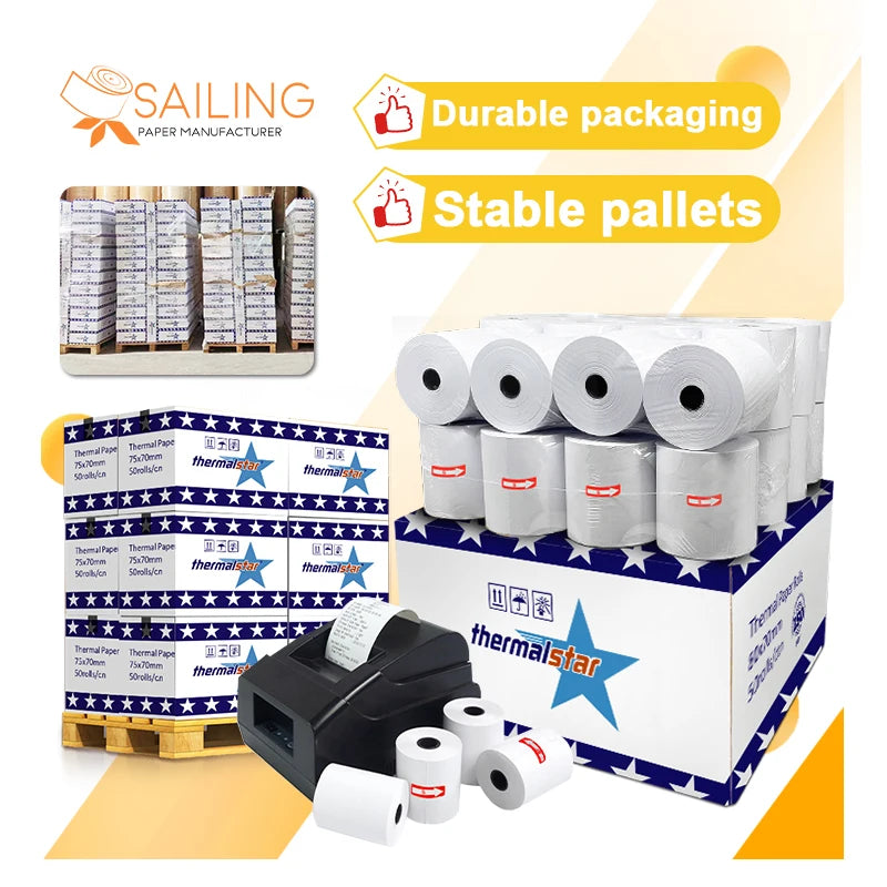 80x80mm 57x40 80*70 80*100 ATM Coreless Waterproof Bpa Free Till Roll Thermal Rolls Paper