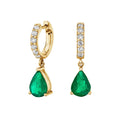 Nagosa Classic 925 Sterling Silver 18K Gold Vermeil Green Waterdrop Cubic Zirconia Drop Hoop Earrings For Women