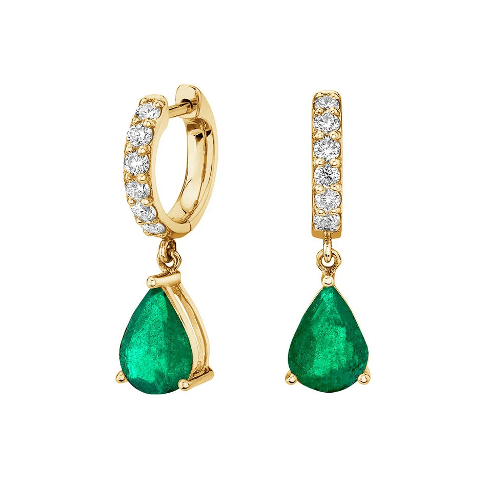 Nagosa Classic 925 Sterling Silver 18K Gold Vermeil Green Waterdrop Cubic Zirconia Drop Hoop Earrings For Women