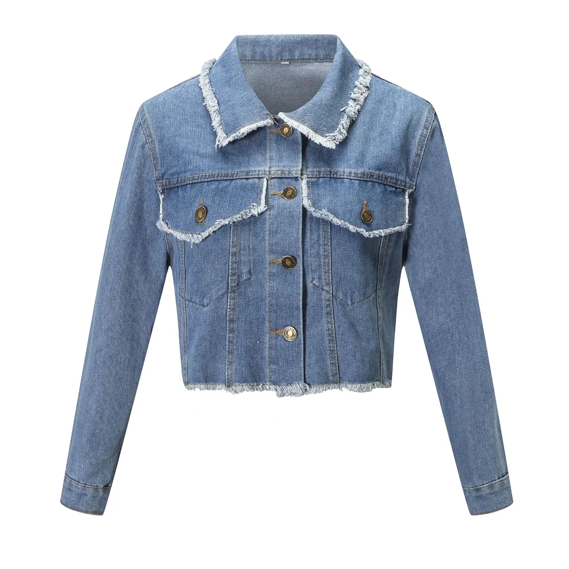 Custom Womens Denim Jacket Womens Outerwear Denim Jacket for Women Denim Shirts Wholesale