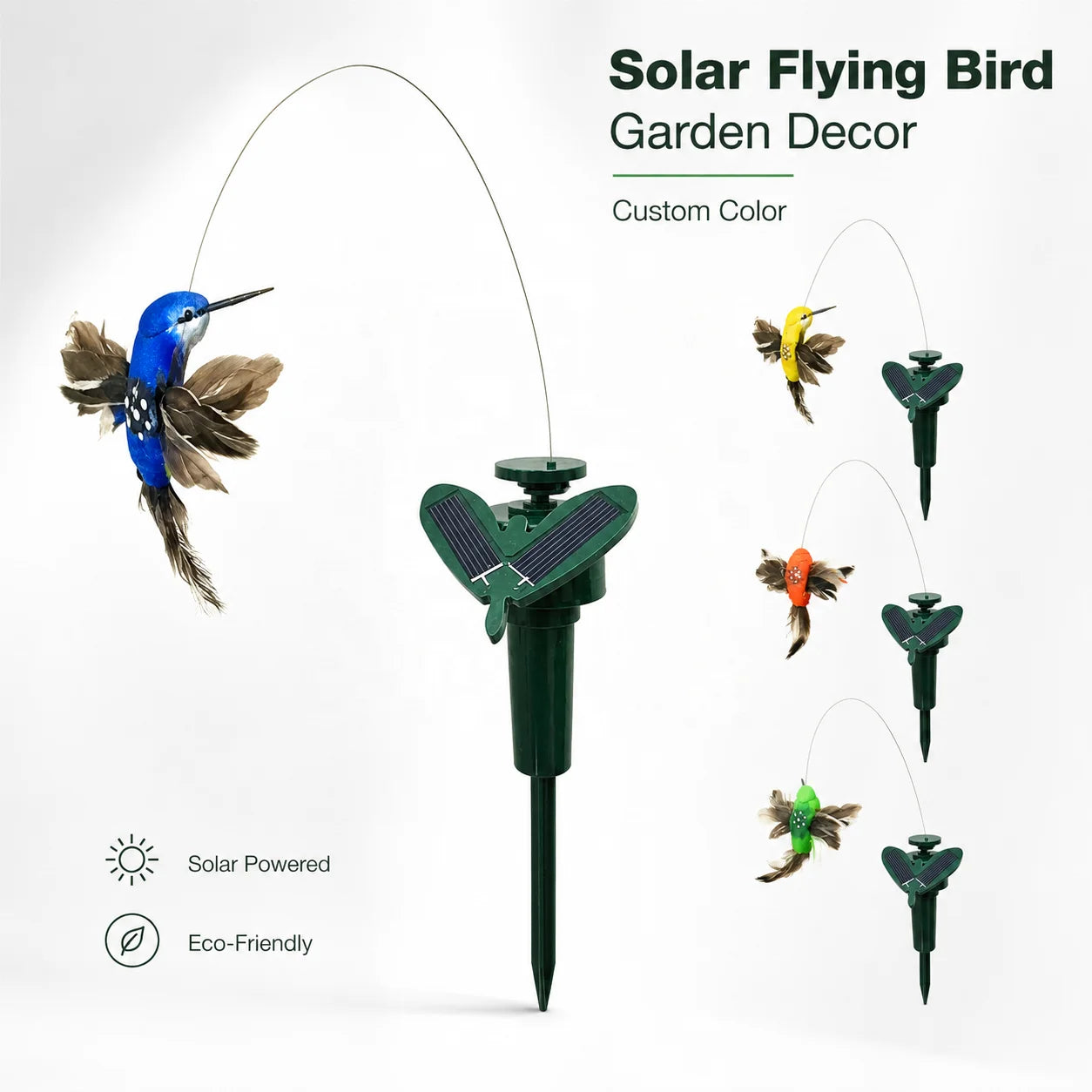 Power Vibration Dancing Fly Fluttering Bird for Garden Yard Decor Stake Flying Fluttering Solar Hummingbird