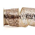 Decorative Glitter Sequin Mesh Ribbon Wired for Christmas Tree Wreath