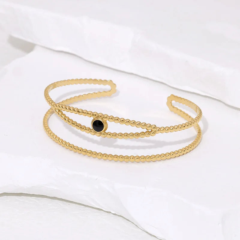 Beimai OEM Bangle Eye Shape 18K Gold-plated Stainless Steel Creative Women Bangle
