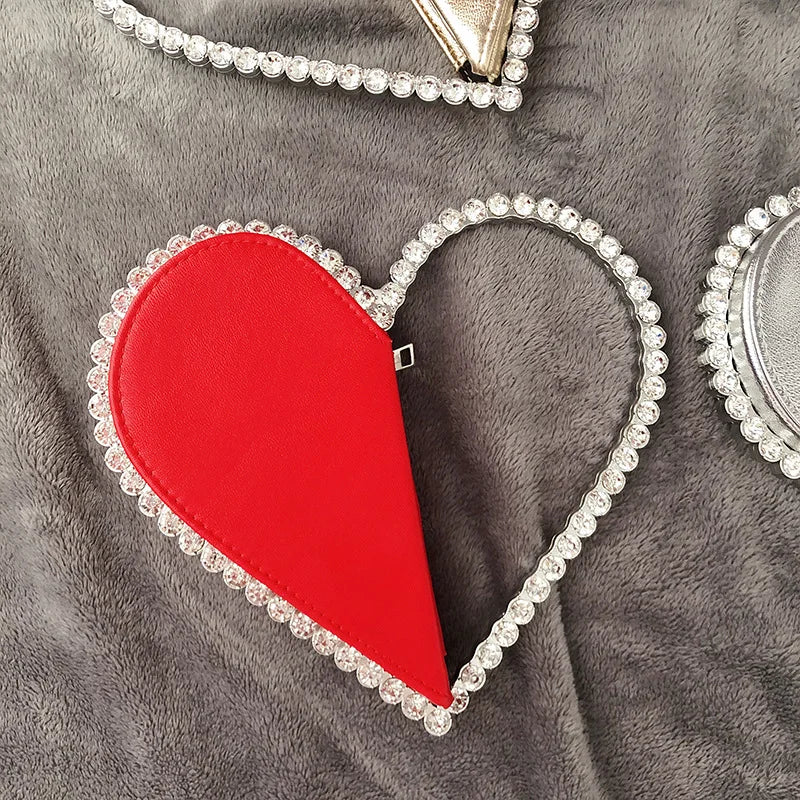 Heart Shaped Handbag Diamond Evening Bag Creative Women's Clutch Bag