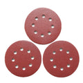 5-inch 8-hole Back-flocked Red Aluminum Oxide Sanding Disc Self-adhesive Flocking Polishing Grinding Pad