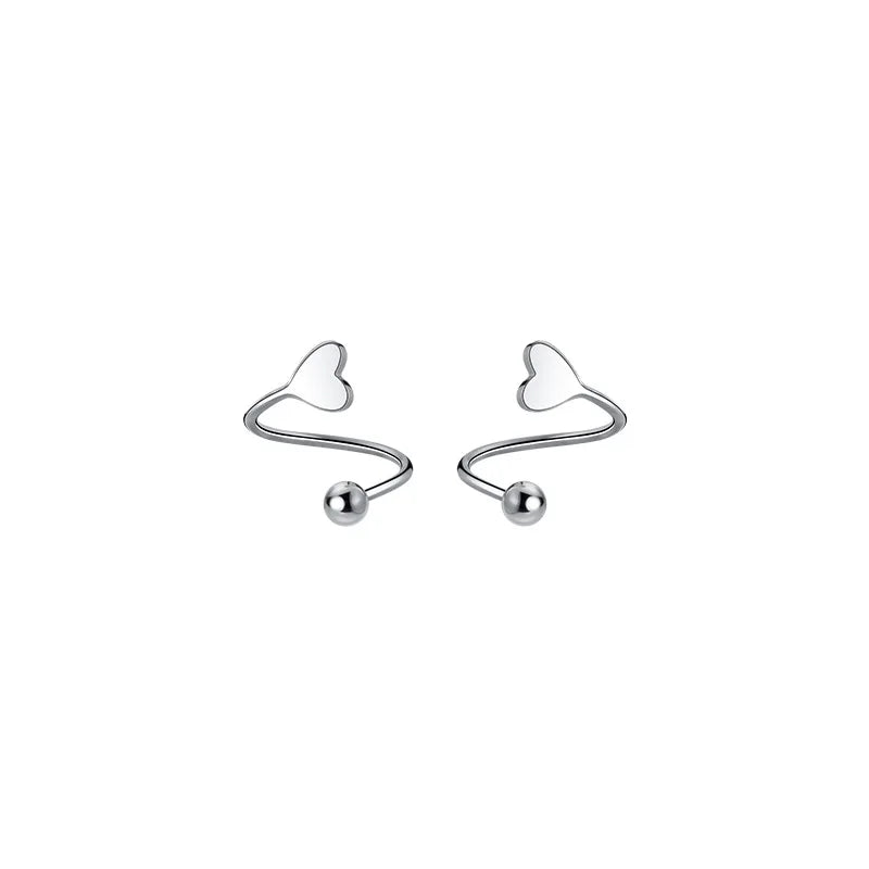 Cute Heart Shaped Earings 18K Gold Plated 925 Sterling Silver Studs Earrings Fashion Jewelry for Women