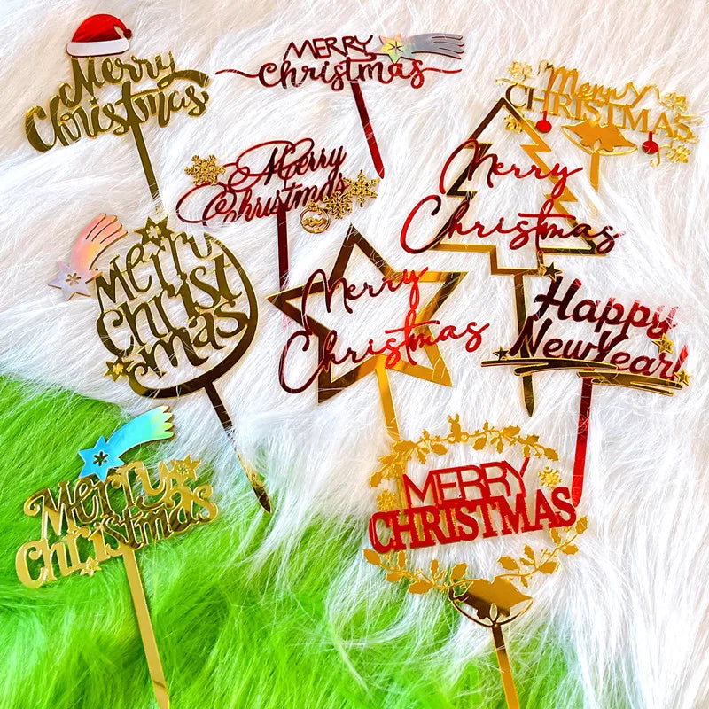 Best Sale Cheap Christmas Double Acrylic Cake Decoration Accessories Supplies Acrylic Christmas Cake Topper