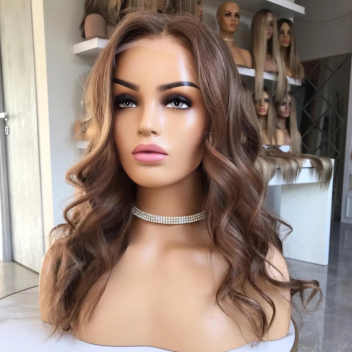 Hot Selling 100% Virgin European Human Hair Wig Highlights Brown Color Body Wave Lace Front Wigs With Pre Plucked Hairline
