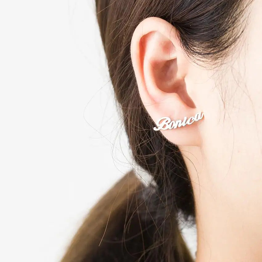 DY Drop Shipping Stainless Steel Initial Stud Earring Personalized Name Earrings