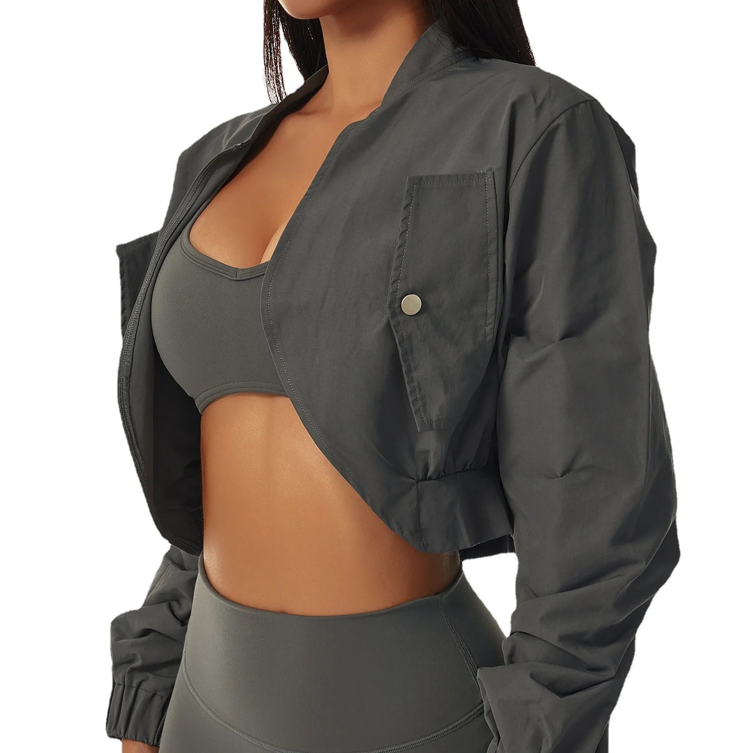 Long-sleeved Quick-drying Sports Jacket Women's Fitness Wear Casual Jacket Tight Yoga Top