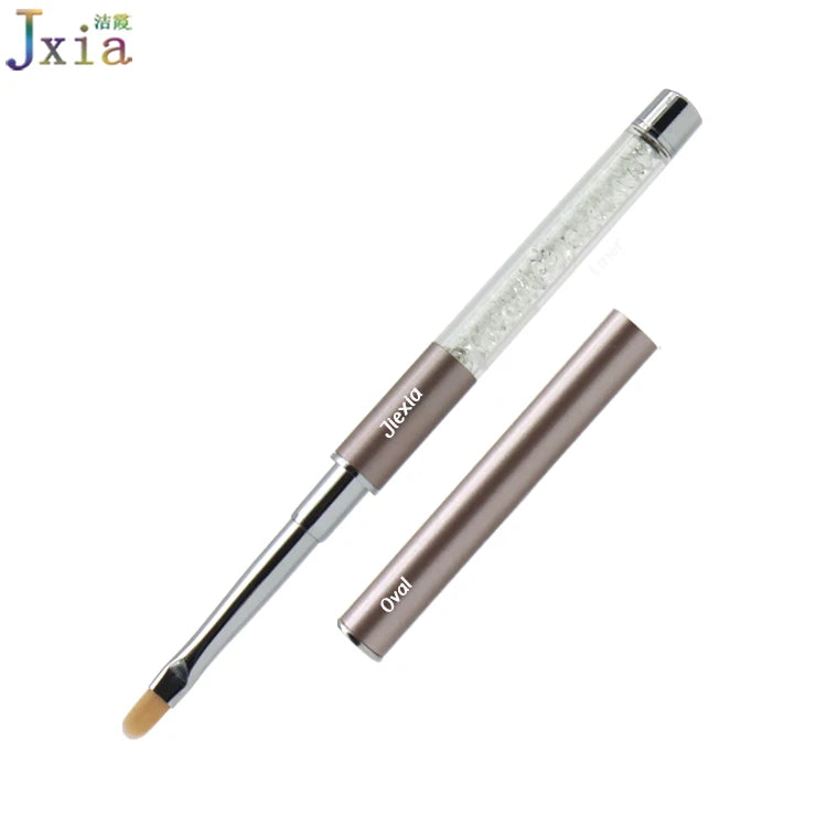 Jiexia Custom 6# White Hard Nylon Hair Nail Art Round Oval Brush for Gel Nails