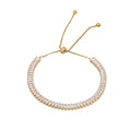 Chris April Fashion Jewelry PVD Gold Plated 316L Stainless Steel Bing Bling Bejeweled Zircon Tennis Bracelet with Draw String