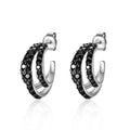 Abiding Shield Long Lasting Plating Tarnish Free Statement Black Stone 925 Sterling Silver Earrings