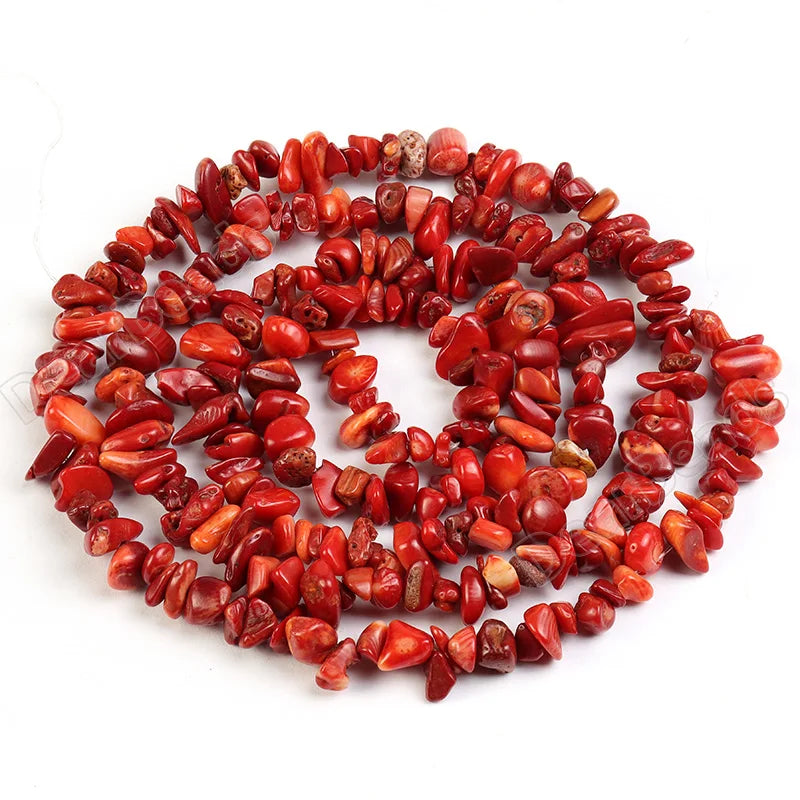 Red Coral Stone Chip Shape Nuggets Loose Gemstone Beads for DIY Bracelets Making 5mm 8mm