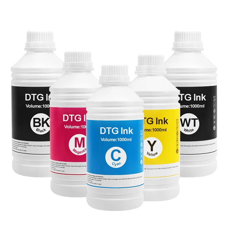 Water Based CMKY White Textile DTG Pigment Printer Ink for Epson SC F2100 F3070 2100 3070 F2230 New Industrial DTG Printing