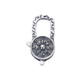 The Eight Diagrams Oxidized 925 Silver Chinese Religious Patterned Lobster Clasp Disc Shaped Clicker Lock Hook Findings