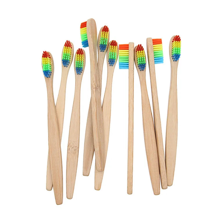 Natural Biodegradable rainbow Bamboo Toothbrush Organic Eco Home Use Bamboo Toothbrush