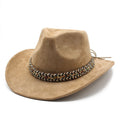 Suede Cowboy Hat With Warped Brim Men Women Outdoor Travel Hat Rolled Brim Ethnic Wind Prairie Visor Cowboy Suede Hats