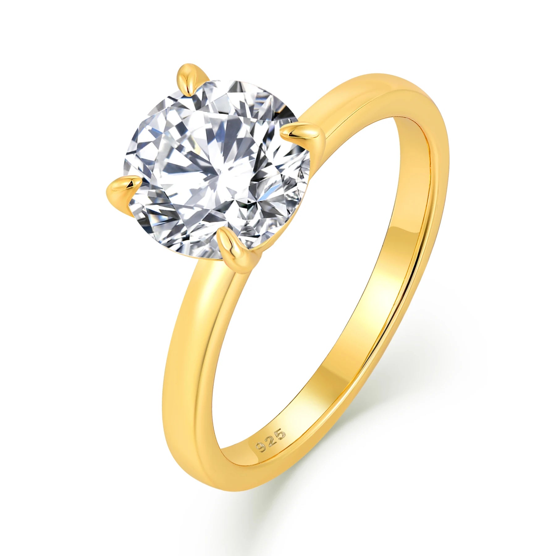 8MM Custom Gold Plated Luxury Fashion Fine Jewelry 925 Silver Zircon Rings for Women Valentine's Mother's Day Wedding Band Gift