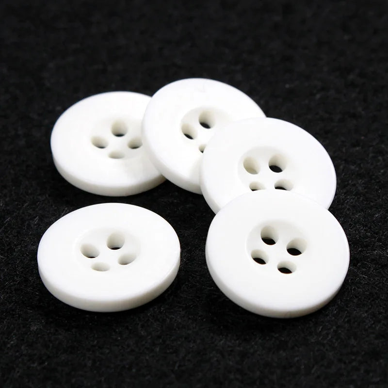Wholesale 4-holes Customized Resin Sewing Shirt Buttons White Color Recycled Plastic Buttons for Clothes Jackets Coats Workwear