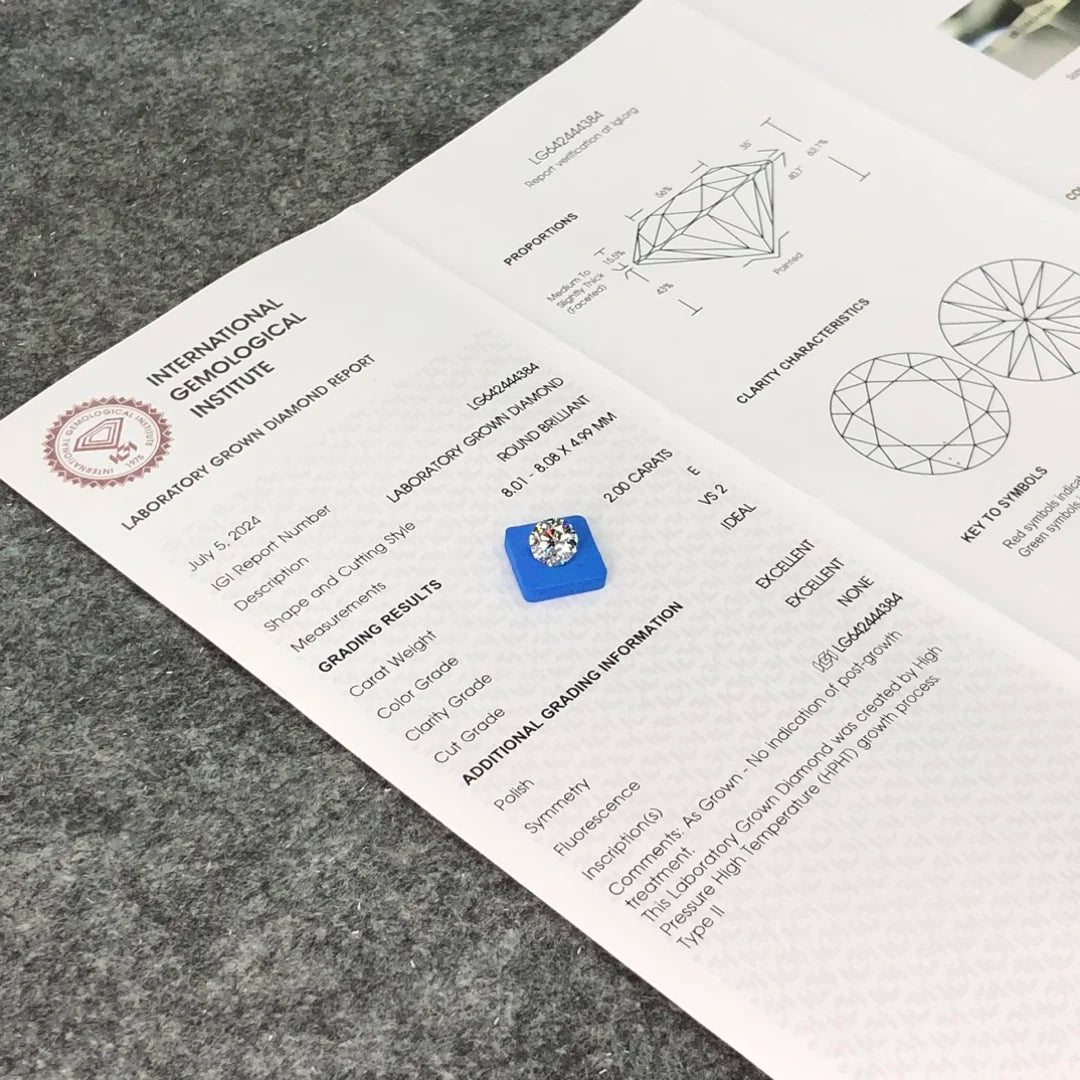 IGI  Certified 2ct  E VS2 Wholesale Lab Created Diamond CVD Lab Grown Diamond