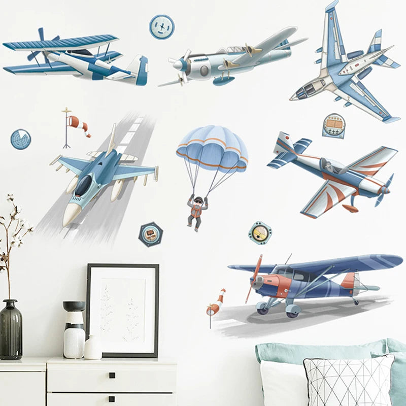 Kids Room Decoration Removable 3d Airplane Wall Stickers for Bedroom