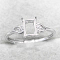 Sterling Silver 5*7mm Semi Mount Ring Square Shape Empty Frame Blank Claws Setting S925 Base Without Center Stone for Inlay DIY