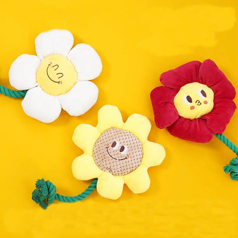 Wholesale Pet Products Cute Flower Plush Dog Toy Cotton Rope Dog Chew Toys