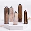 Natural Smoky Quartz Gemstone Crystal Hexagonal Pointed Reiki Chakra Faceted Prism Wand Stone