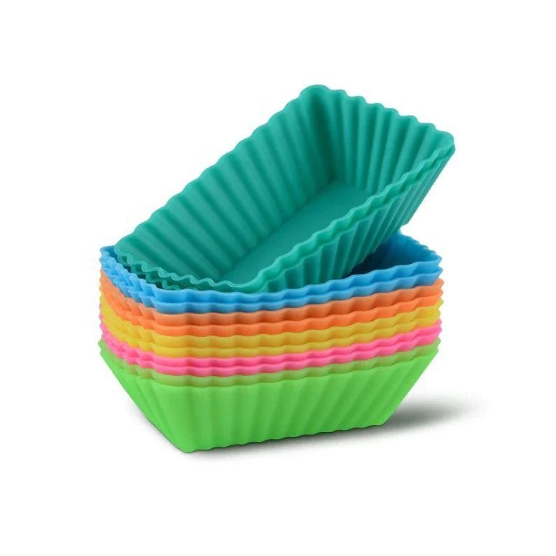 Non-Toxic Food Grade Eco-Friendly Reusable Non-Stick Rectangle Silicone Muffin Cupcake Mini Loaf Baking Mold 7CM*3.5CM OPP Bag