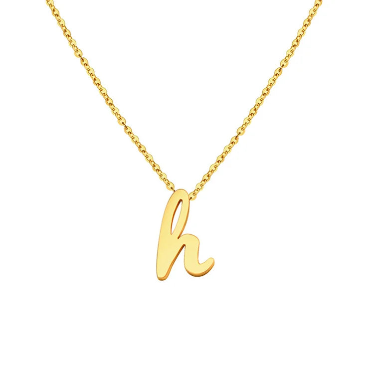 Simple H Alphabet Letter Necklaces Gold Stainless Steel Fashion Blank Pendant Plated Women Letter Jewelry Long Chain Necklace